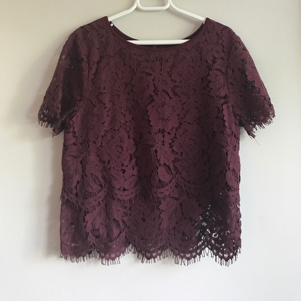 Two piece maroon lace set